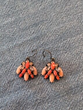 Women's Coral Pink Cluster Drop Earrings